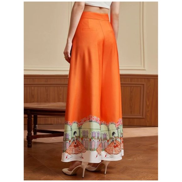 Francesca Lazzari x SHEIN | Figure and Floral Print Wide Leg Pants | NWT - Picture 5 of 6